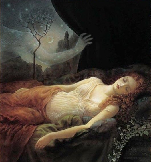 a
            nearly invisible Cupid hovers over sleeping Psyche