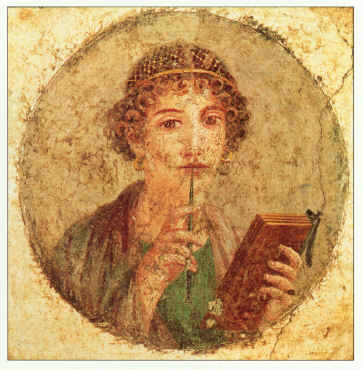 Roman woman with tabella and
          stylus