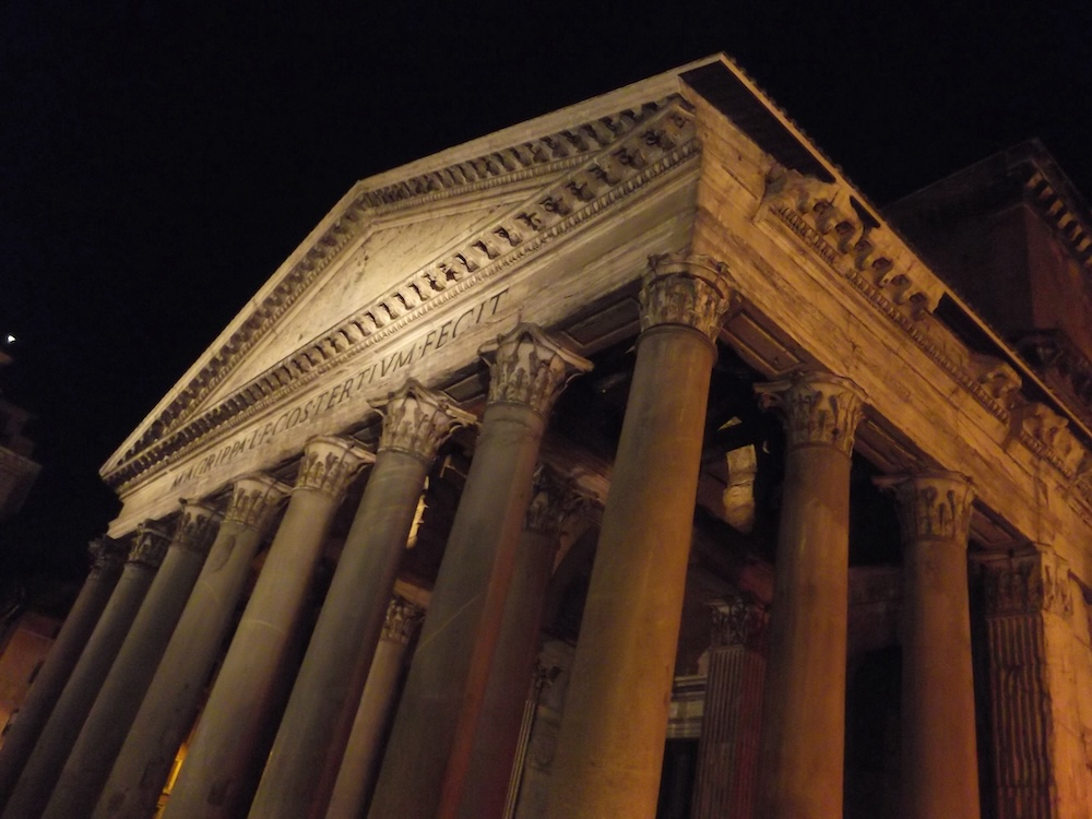 exterior of the Pantheon at night