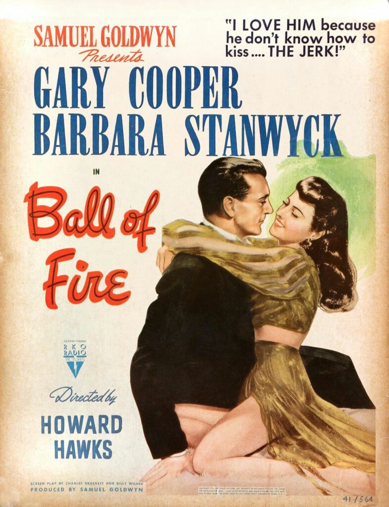 Gary Cooper and Barbara Stanwyck wrapped around each other